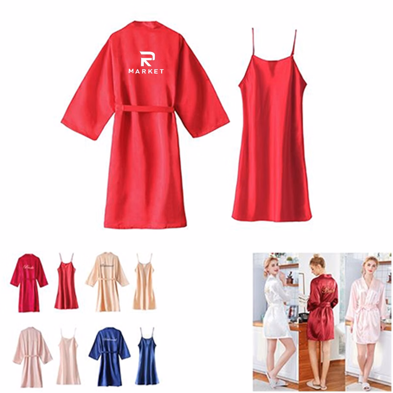 Bride Bridesmaid Short Satin Robes for Wedding Party