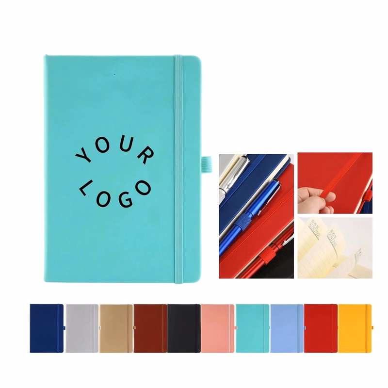 A5 Leather Notebook with Strap Closure and 200 Pages