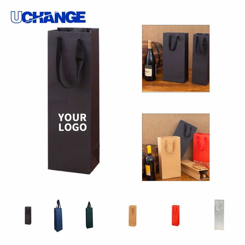Kraft Paper Wine Gift Carrier Bag Single Bottle