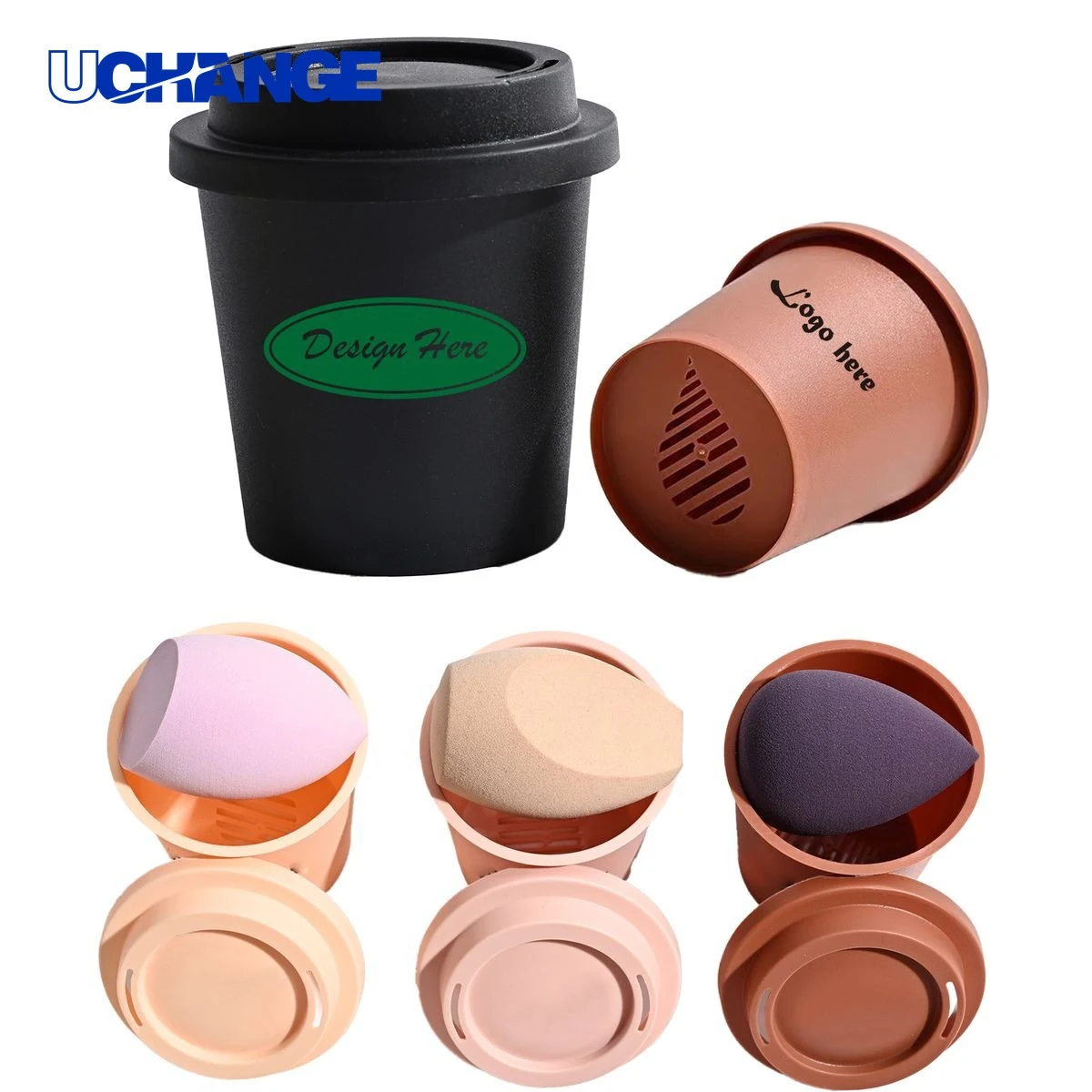 Mini Coffee Cup Shape Beauty Sponge Cup Container 1