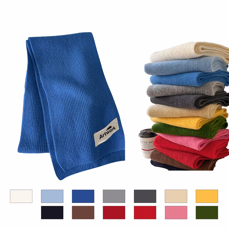 Solid Color Wool Knitted Scarf