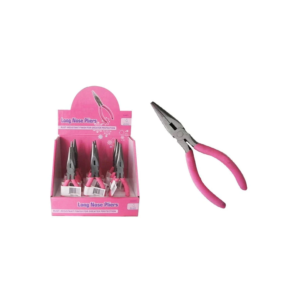 Long Nose Pliers Pink 6" 1