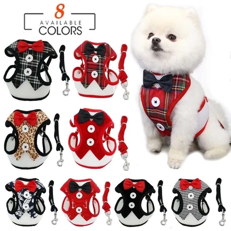 Elegant Bow Dog Collars Necktie Traction Rope Adjustable 1