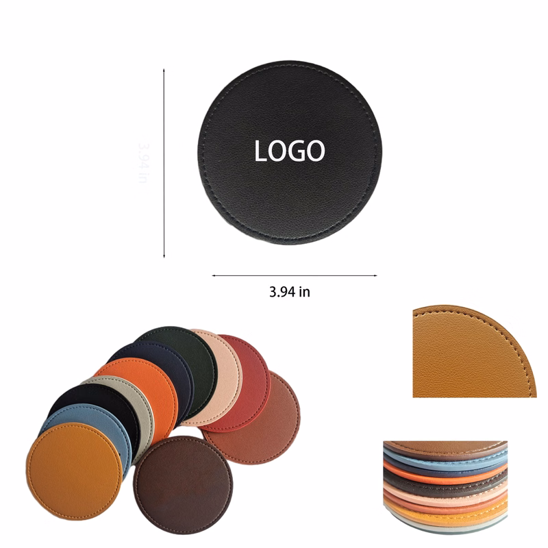 Solid-Colored Leather Cup Mat