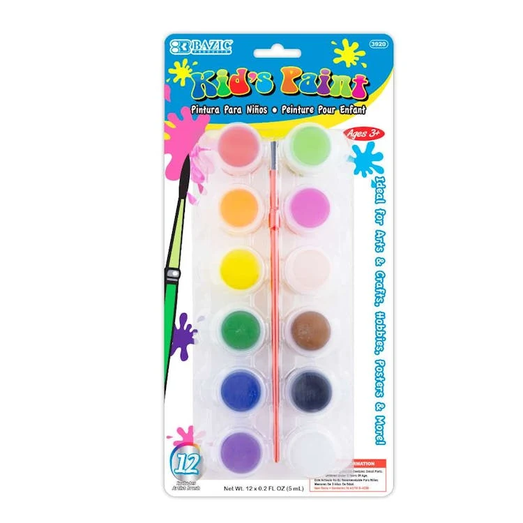 Kids' Paint Sets with Brush - 12 Colors 5 mL 1