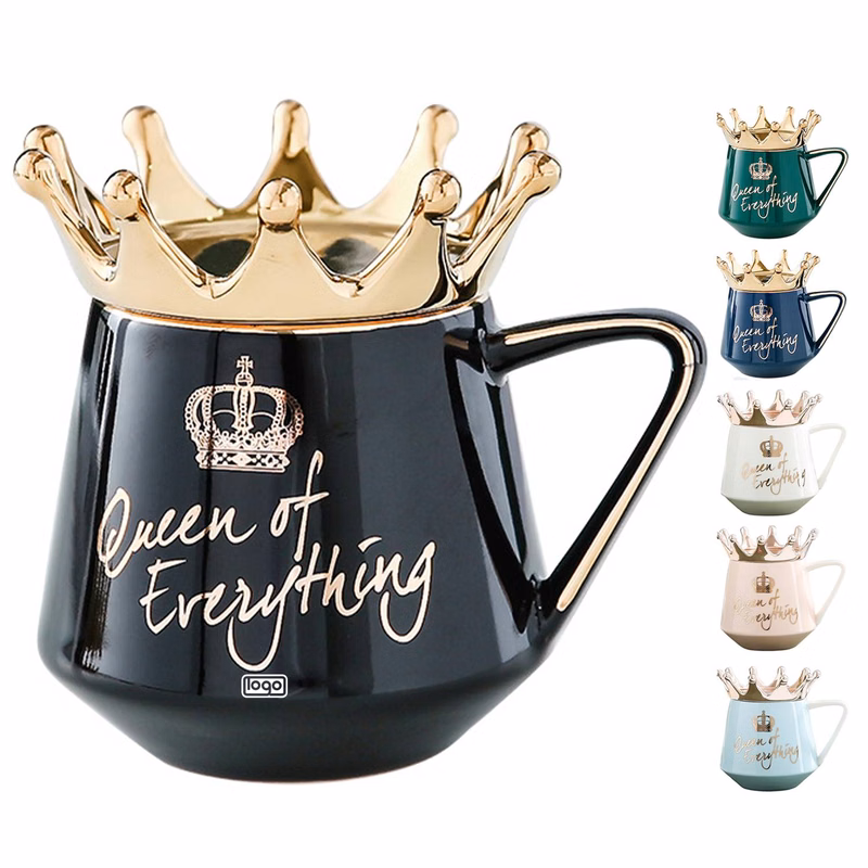 12oz Lead Free Crown Lid Ceramic Mug