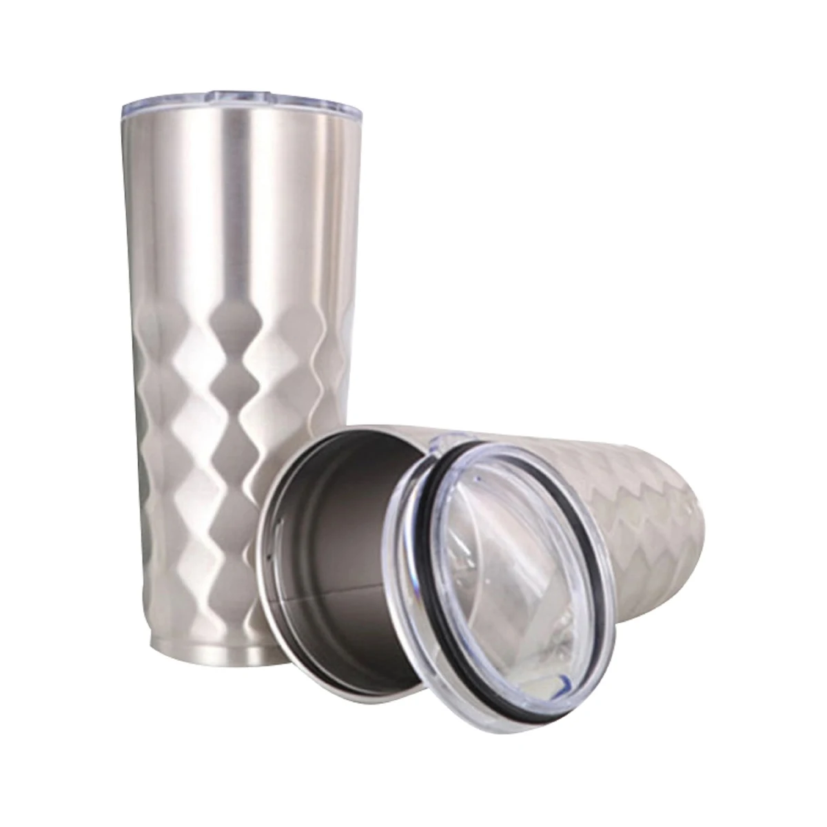 30OZ Silver Rhombus Insulated Vacuum Travel Mug 1