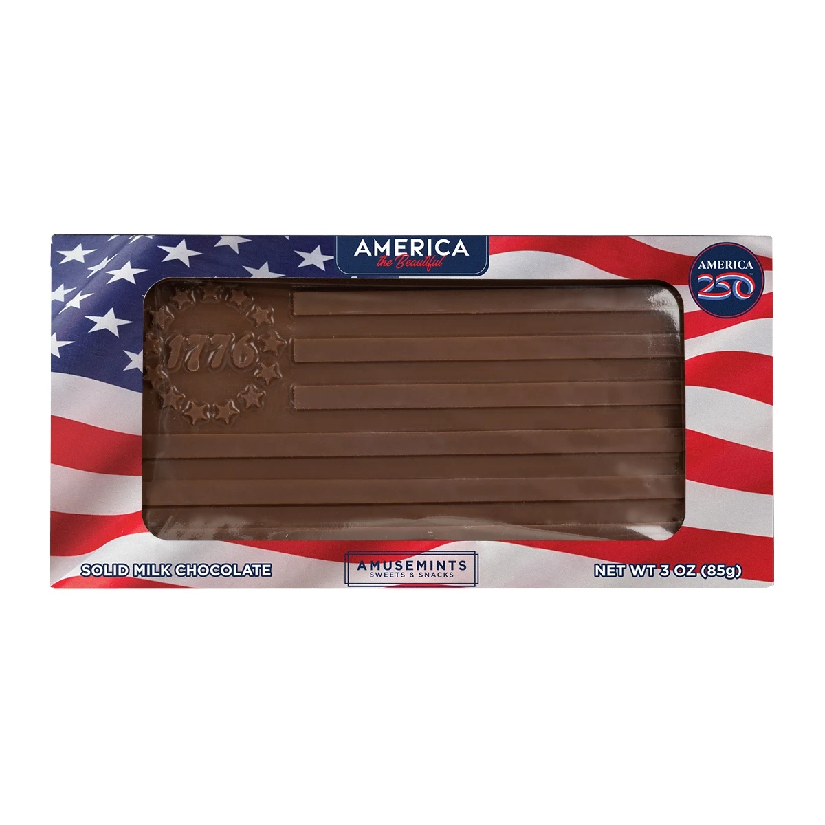 America 250- 3oz 1776 Flag Chocolate Bar 1
