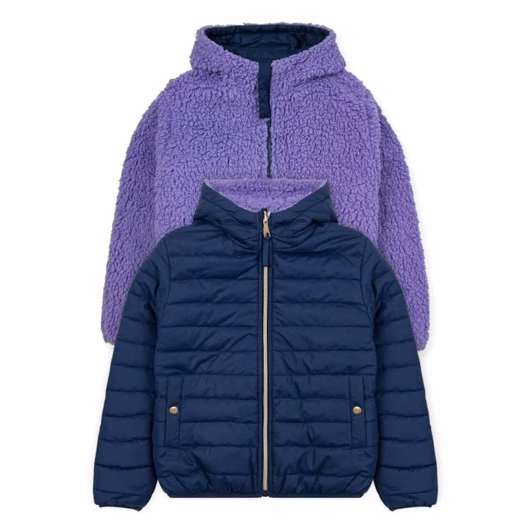 Girls' Sherpa Lined Reversible Jacket Navy 7-14