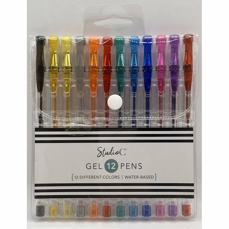 Gel Pens - 12 Colors Water Based
