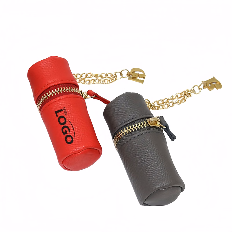 Durable PU Lipstick Keychain Pouch For Portable Storage