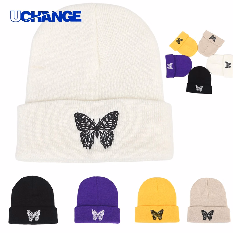 Embroidered Knitted Beanie Hat