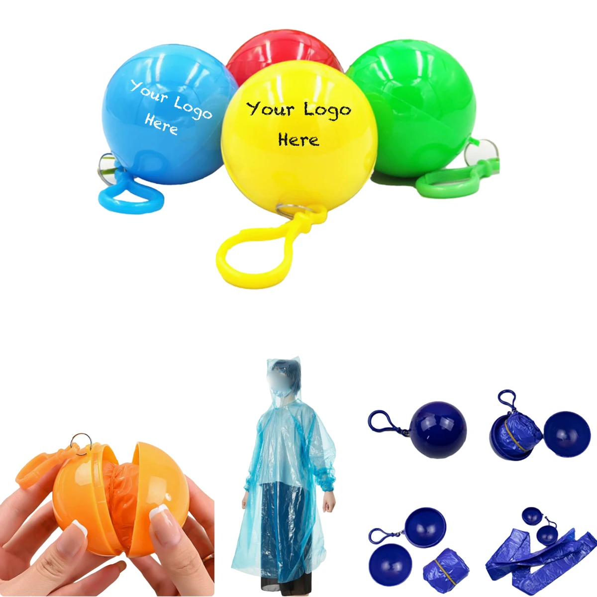 Portable Disposable Raincoat Ball Keychain 1