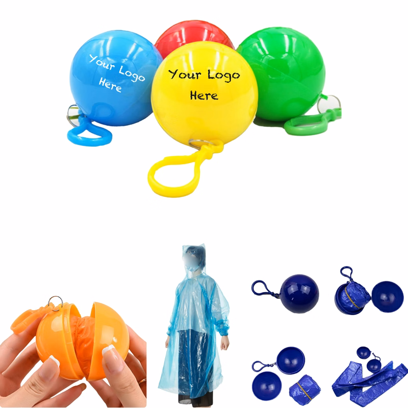 Portable Disposable Raincoat Ball Keychain