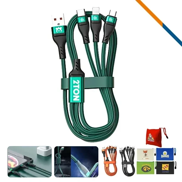 Custom Aluminum 3in1 Fast Charging Cable with Overheat Protection — Multi-Device Charger 1