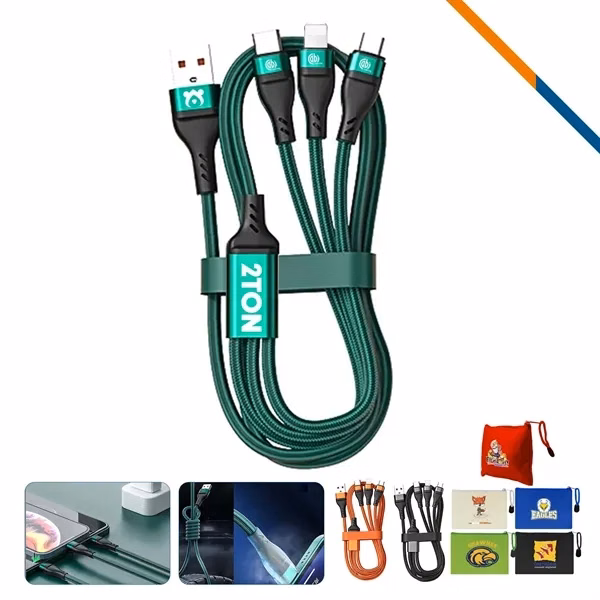 Custom Aluminum 3in1 Fast Charging Cable with Overheat Protection — Multi-Device Charger
