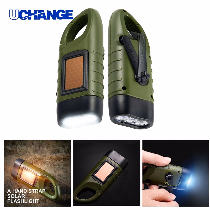 Hand Crank Solar LED Flashlight