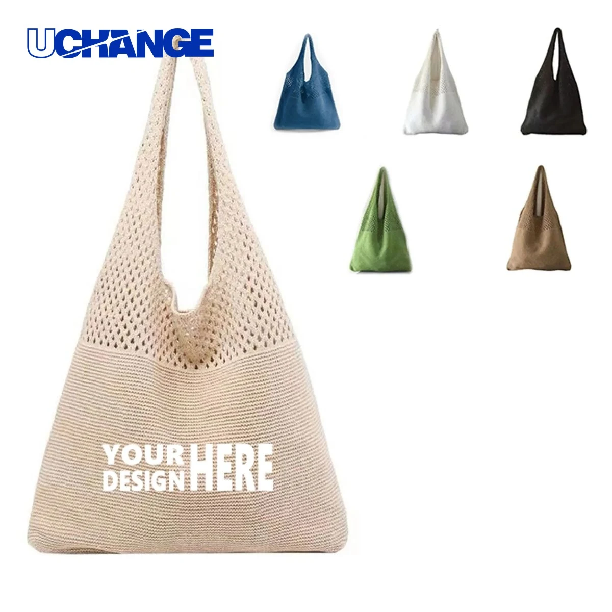 Crochet Mesh Tote Bag, custom tote bag with logo imprint 1