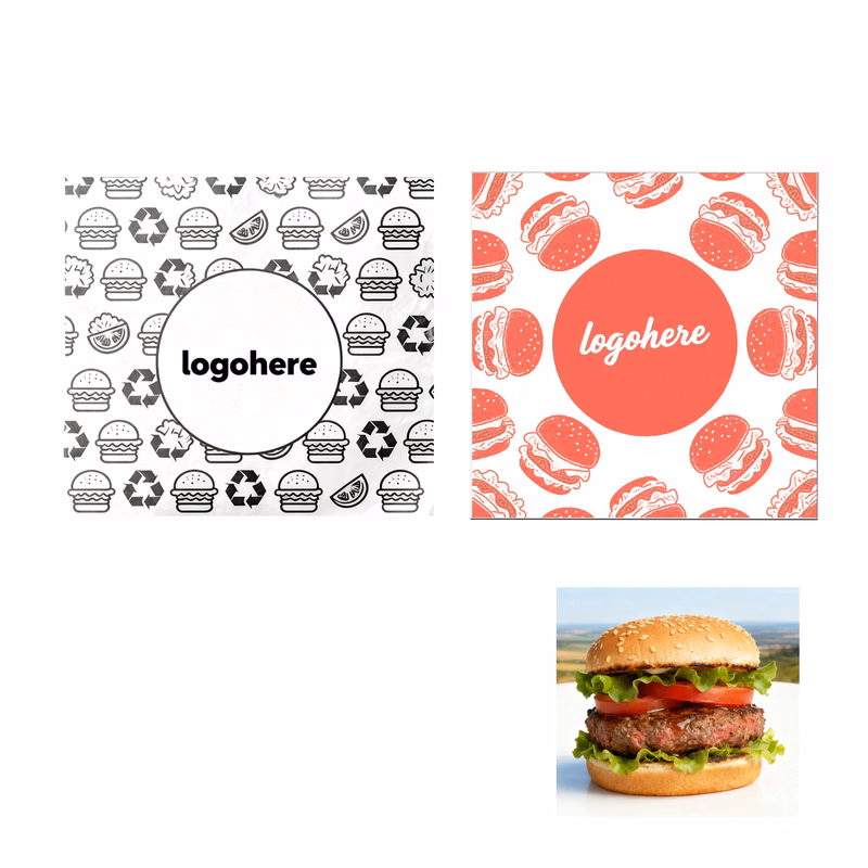 MOQ 500 Greaseproof Food Wrapping Burger Paper for Catering