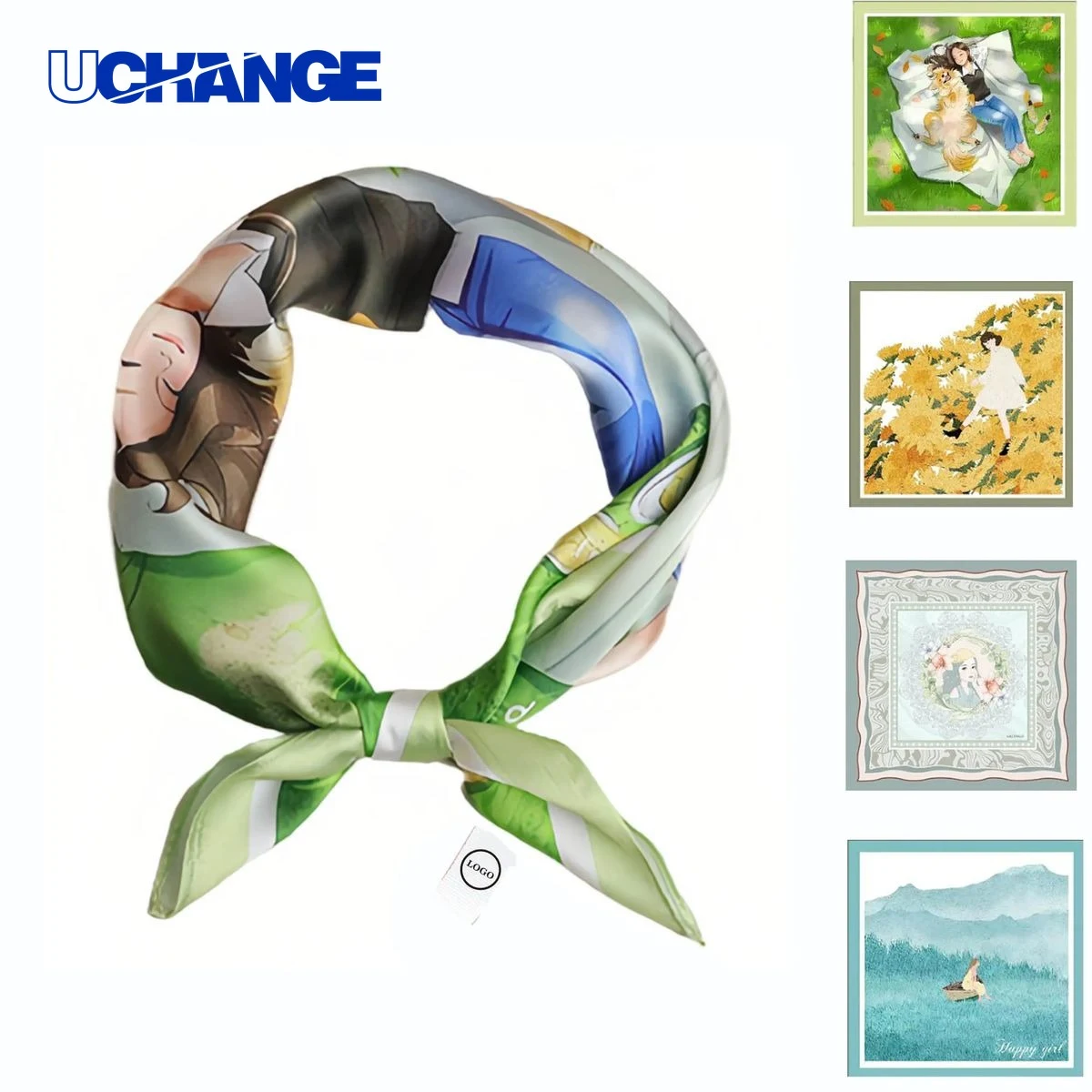 Floral Print Silk Square Scarf 1