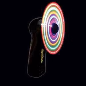 Black Handheld MultiColor LED Light Up Glow Fan