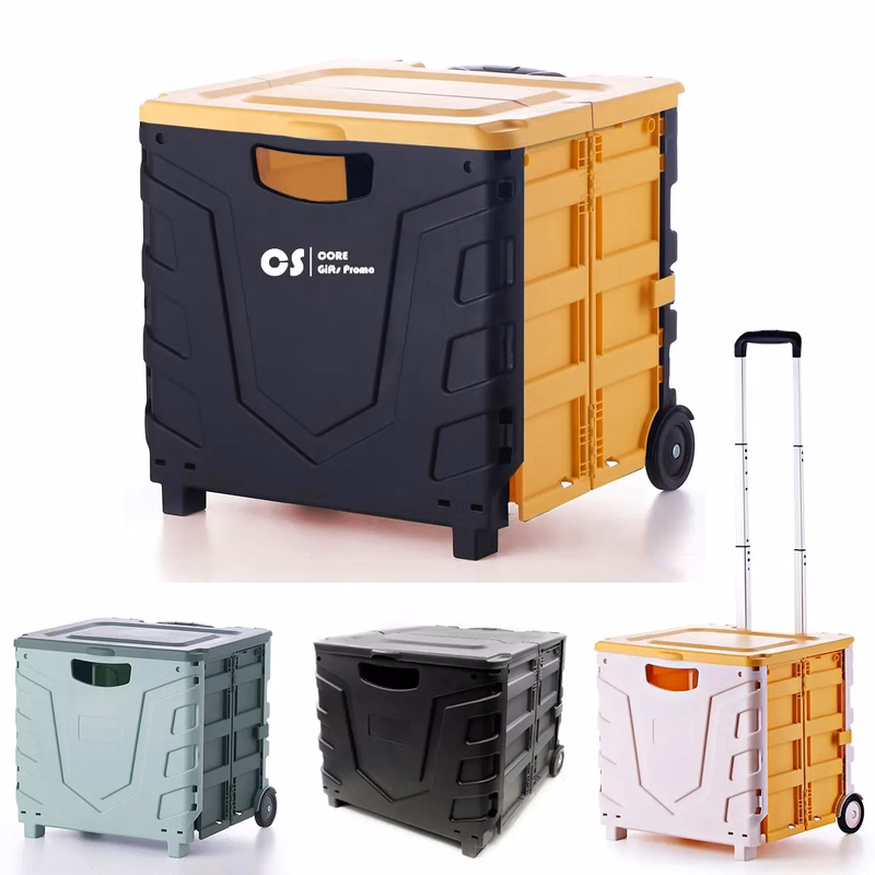 Wheeled Collapsible Basket With Handle
