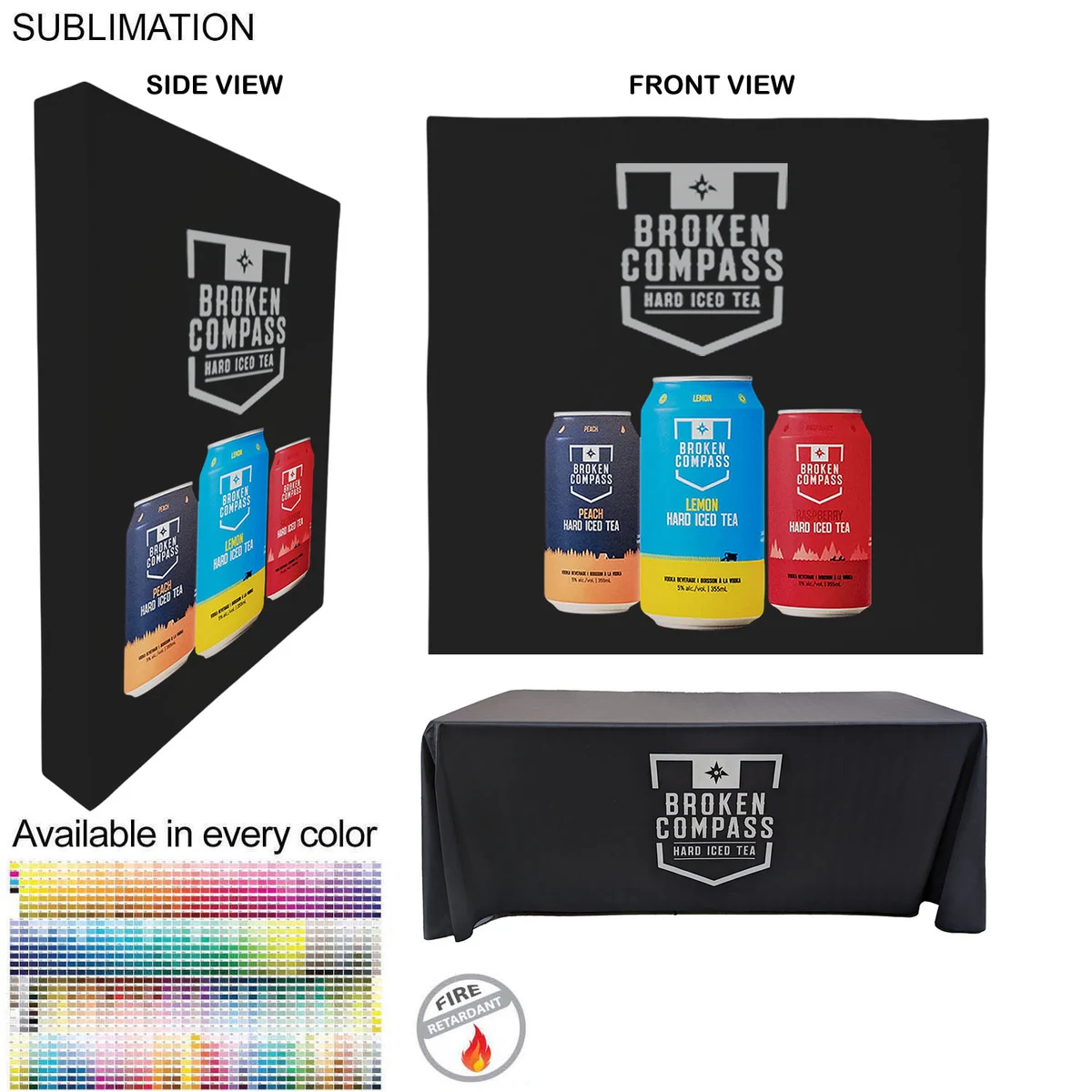 Tradeshow booth package Ultra, 7.5' Straight Wall Display with Wrap End Caps & Premium 6' tablecloth 1
