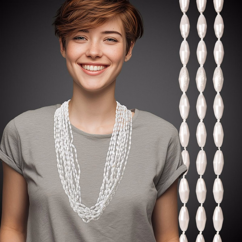 White Pearl Mardi Gras Beads
