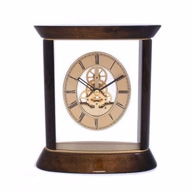 Walnut Wood Skeleton Clock w/ Name Plate