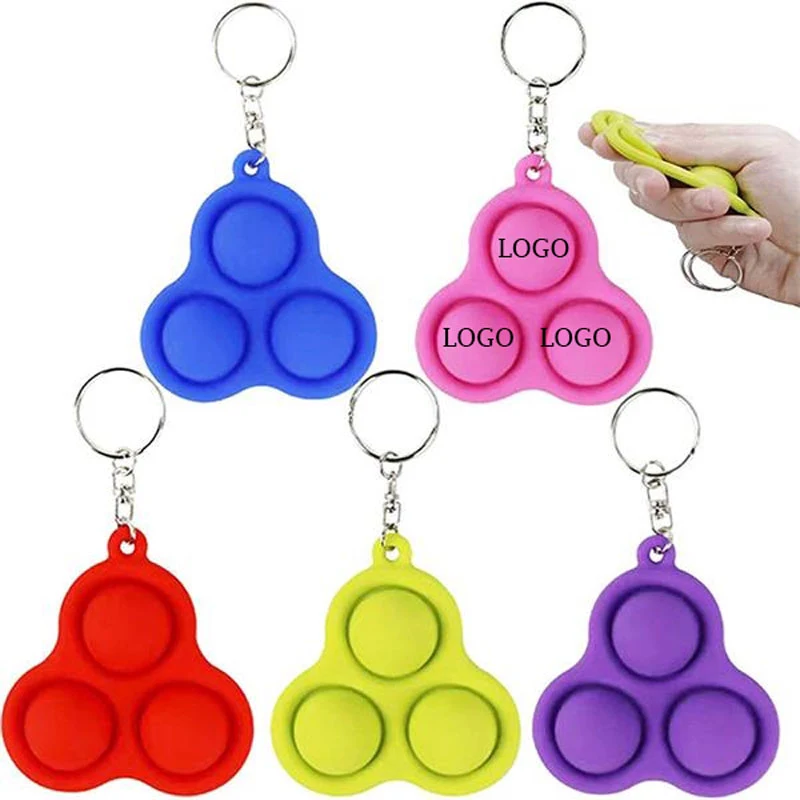 Triangle Stress Relief Push Pop Bubble Fidget Toys w/Keychain 1