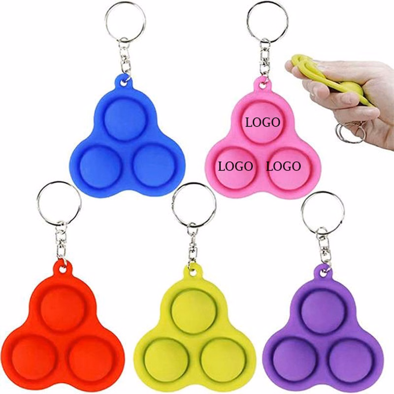 Triangle Stress Relief Push Pop Bubble Fidget Toys w/Keychain