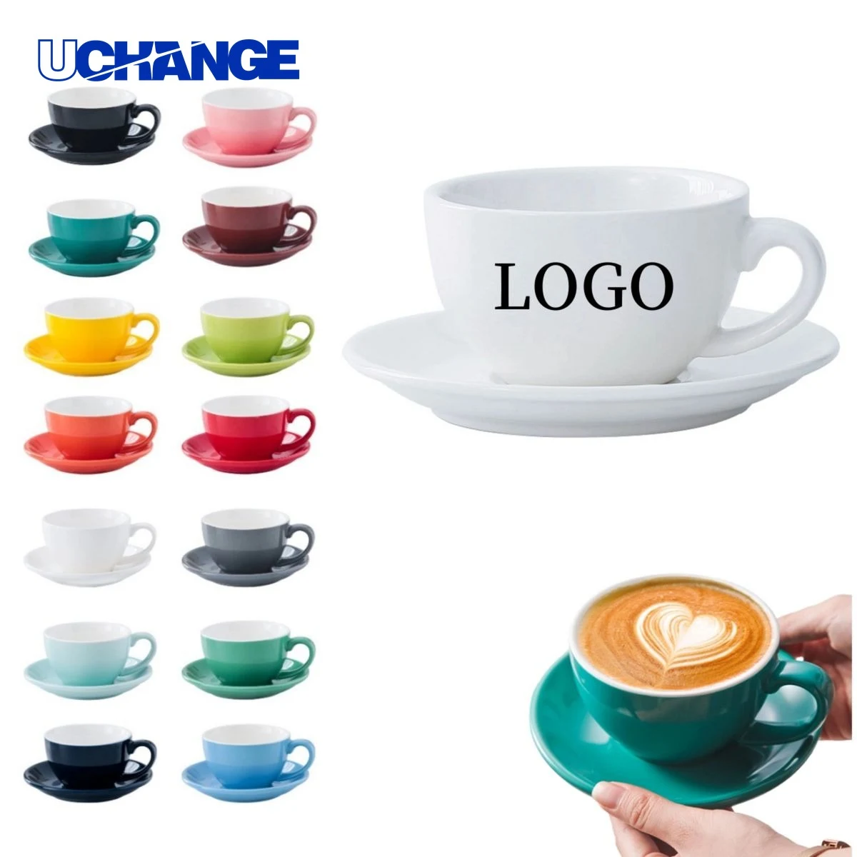 Ceramic Coffee Cup and Saucer Set (10 Oz) 1