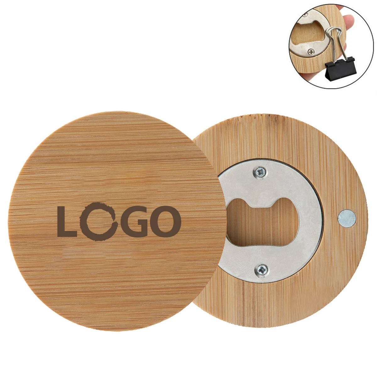 Bamboo Bottle Opener & Magnets Memo Holder 1