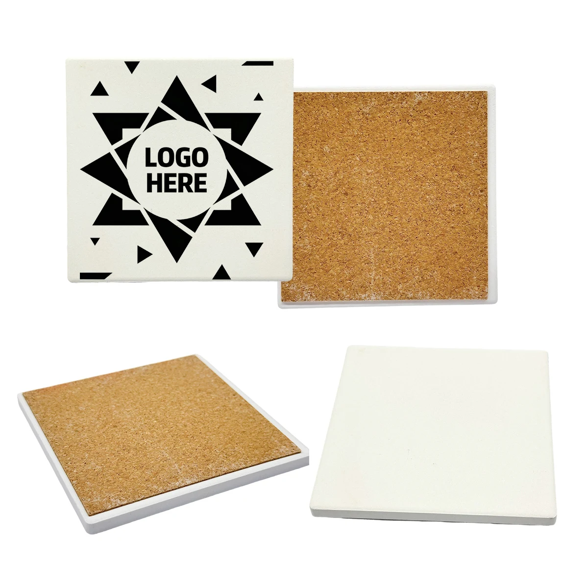 4" Square Full-Color Ceramic Cork Coaster 1