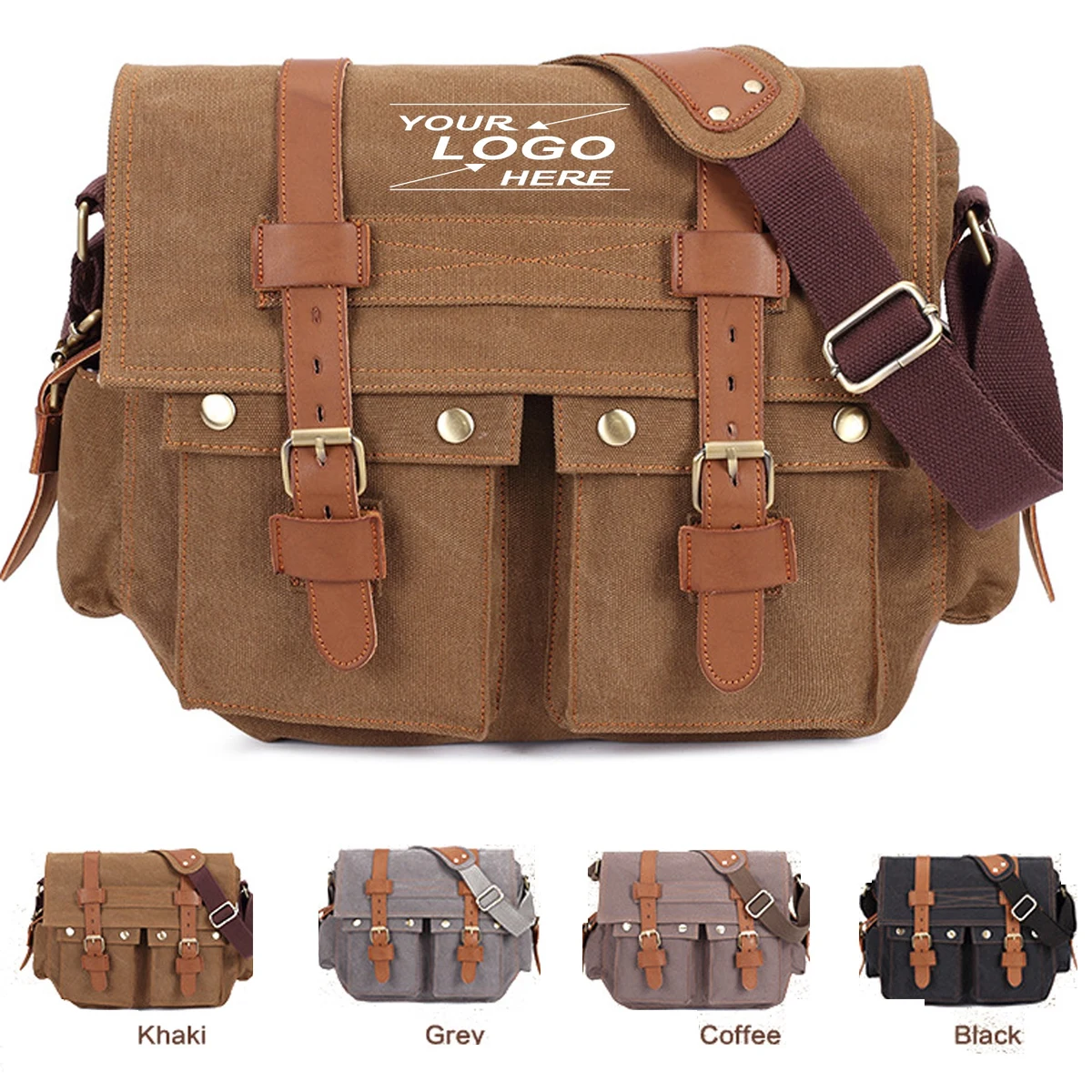 Men's Vintage Canvas Leather Shoulder Bag 1