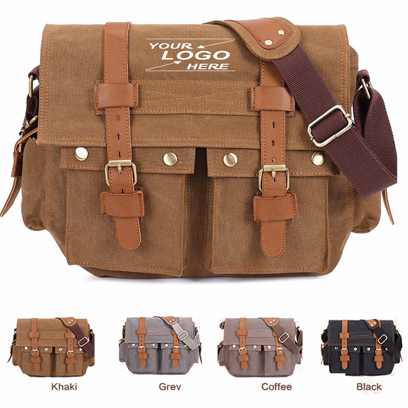 Men's Vintage Canvas Leather Shoulder Bag