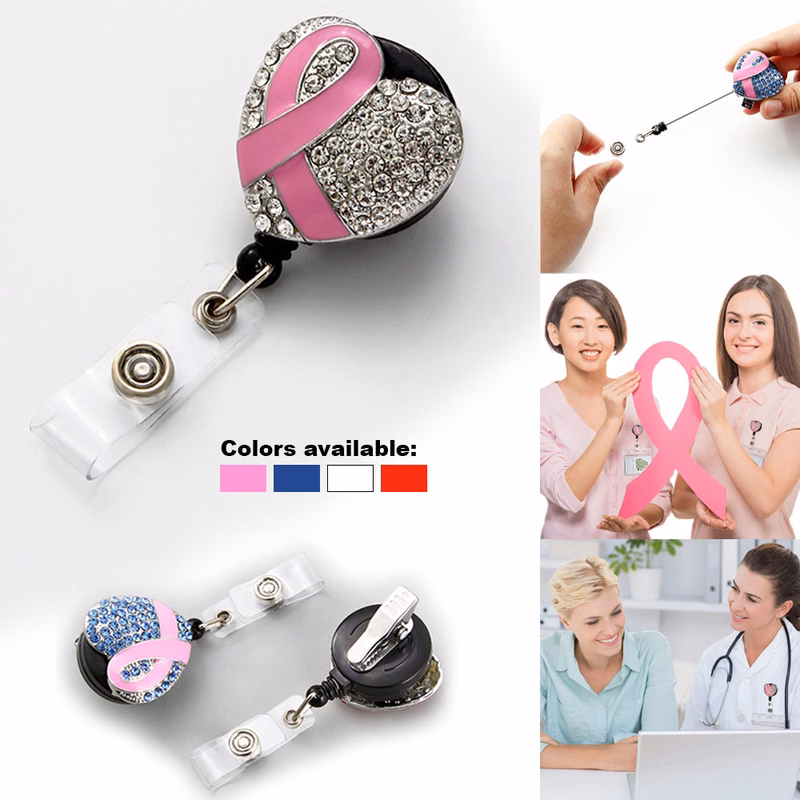 Sparkling Pink Crystal Ribbon Badge Reel