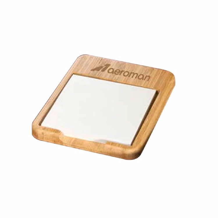 Bamboo Desk Note Holder w/3"x3" Note Pad