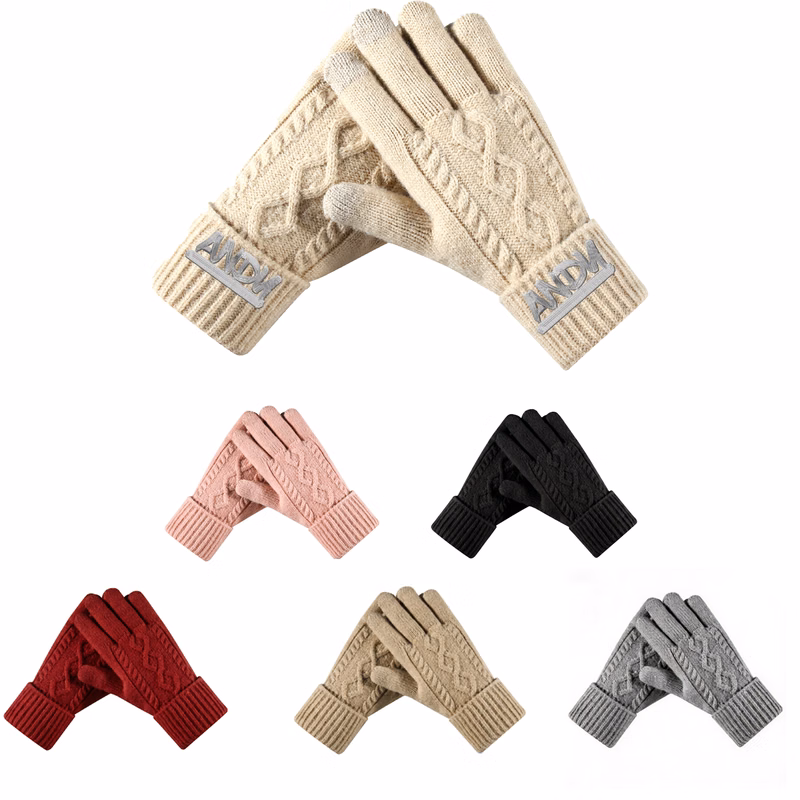 Touch Screen Fleece Lined Knit Gloves