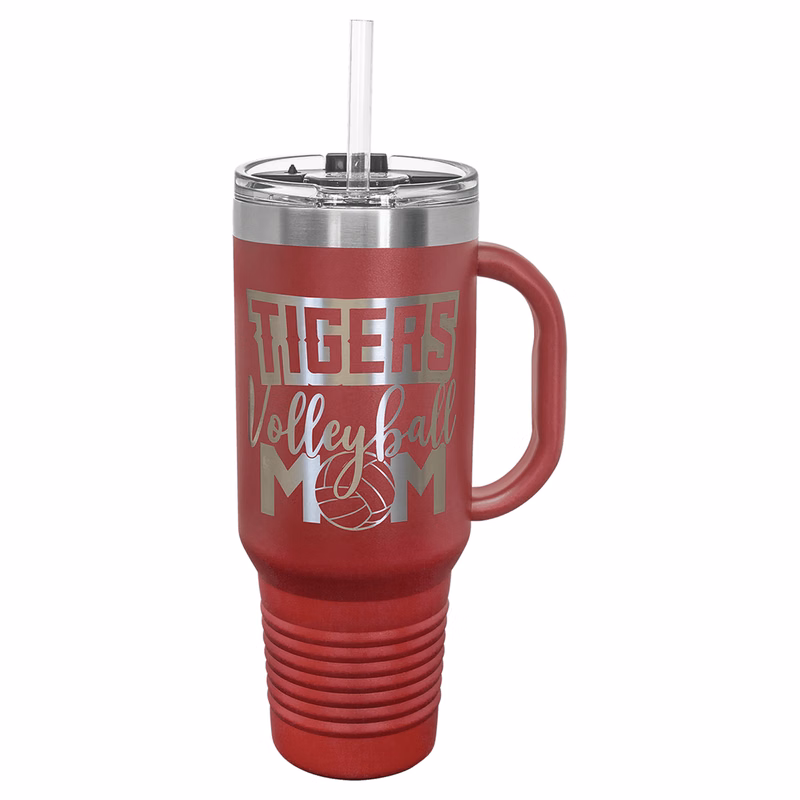 Polar Camel 40 oz. Maroon Travel Mug with Handle, Straw Included