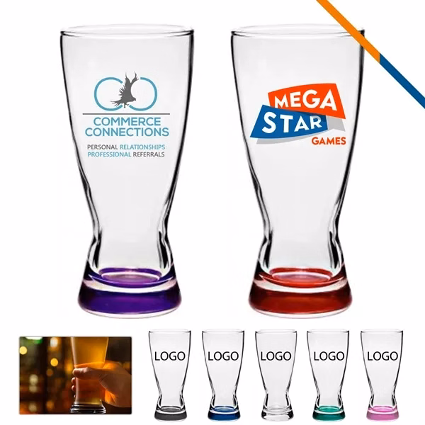 Custom 15 oz Premium Glass Hourglass Pilsner Glasses — Bar & Hospitality Beverage Ware