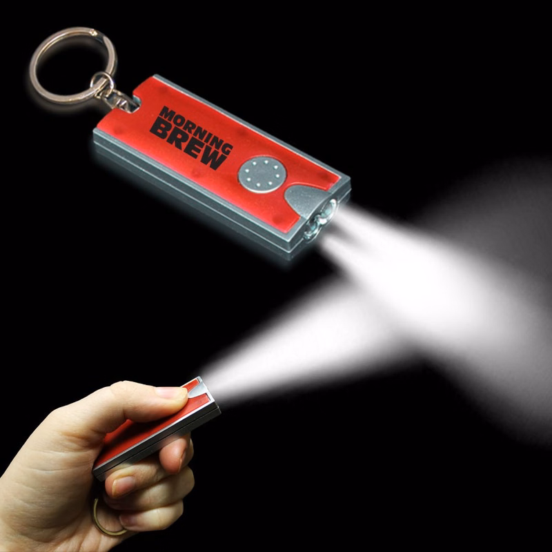 2 1/2" Red Rectangle Light Up Key Chain Flashlight - pad print