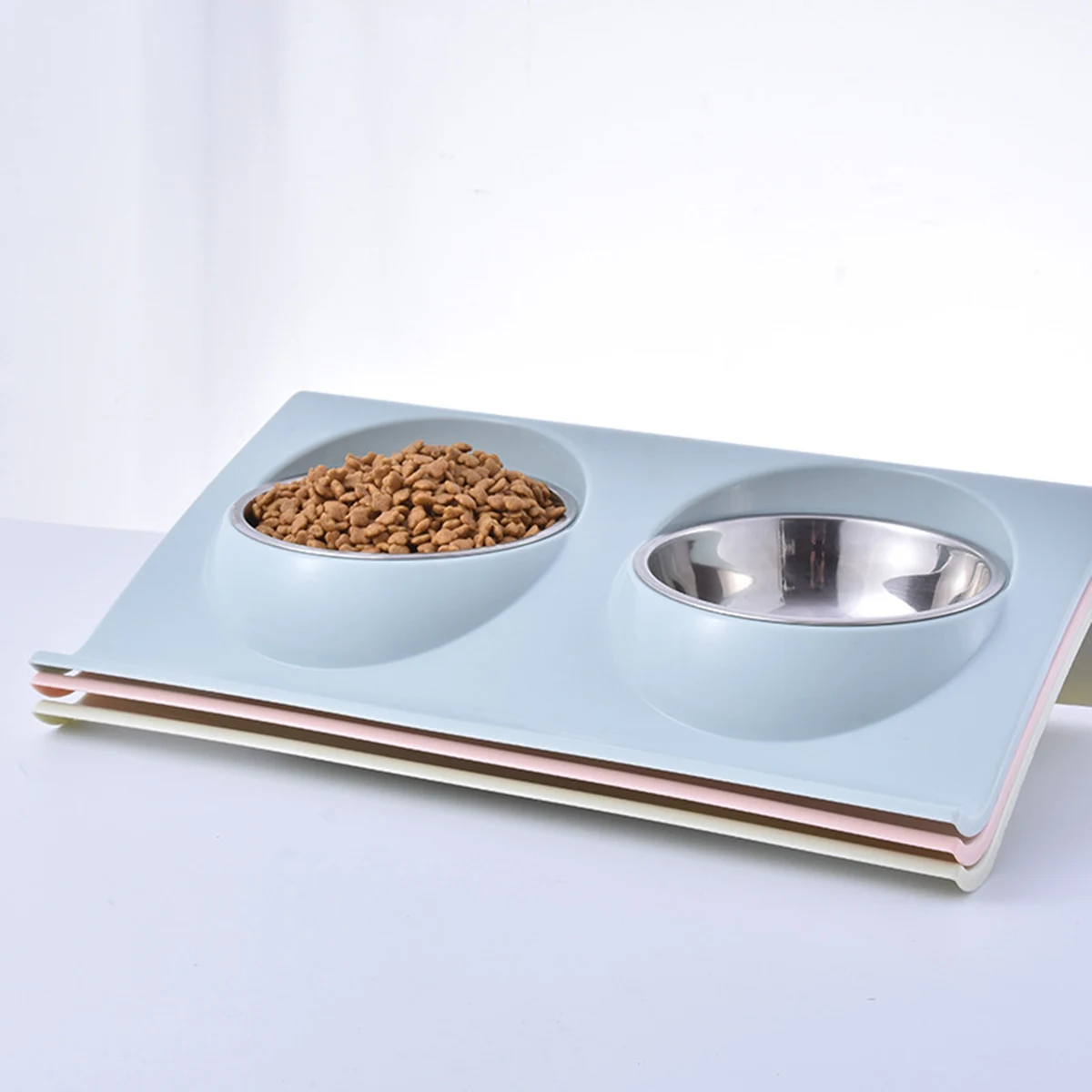 Double Pet Cat Dogs Feeding Bowls 1