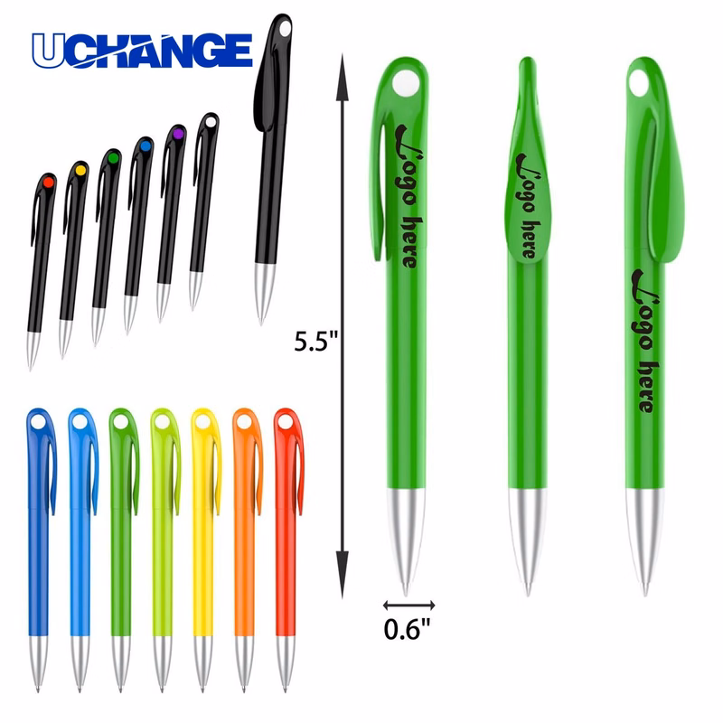 Stylish Clip Plastic Black Ballpoint Pen for Office