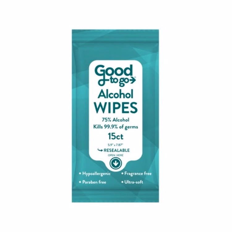 Alcohol Wipes - 15 Pack Resealable