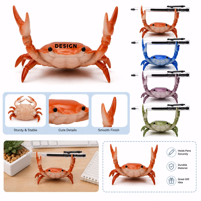 Creative Crab Shaped Pen Holder for Desk