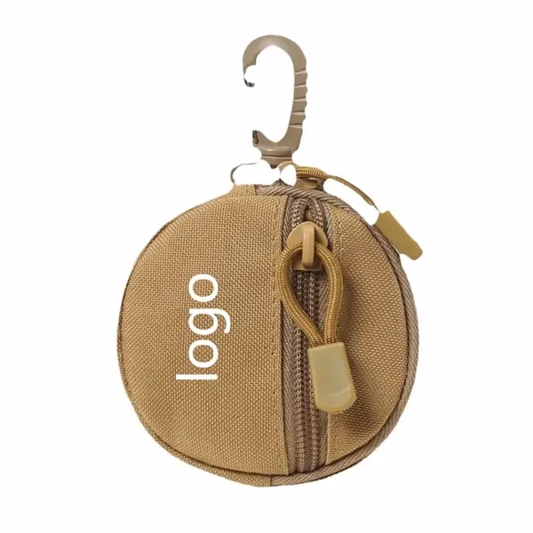 Round Coin Bag with Zipper and Carabiner for Work, School and Travel