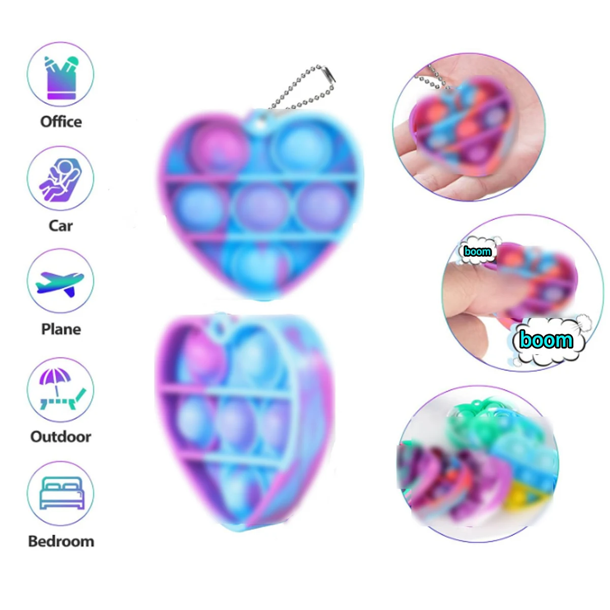 Mini silicone pop fidget keychain 1