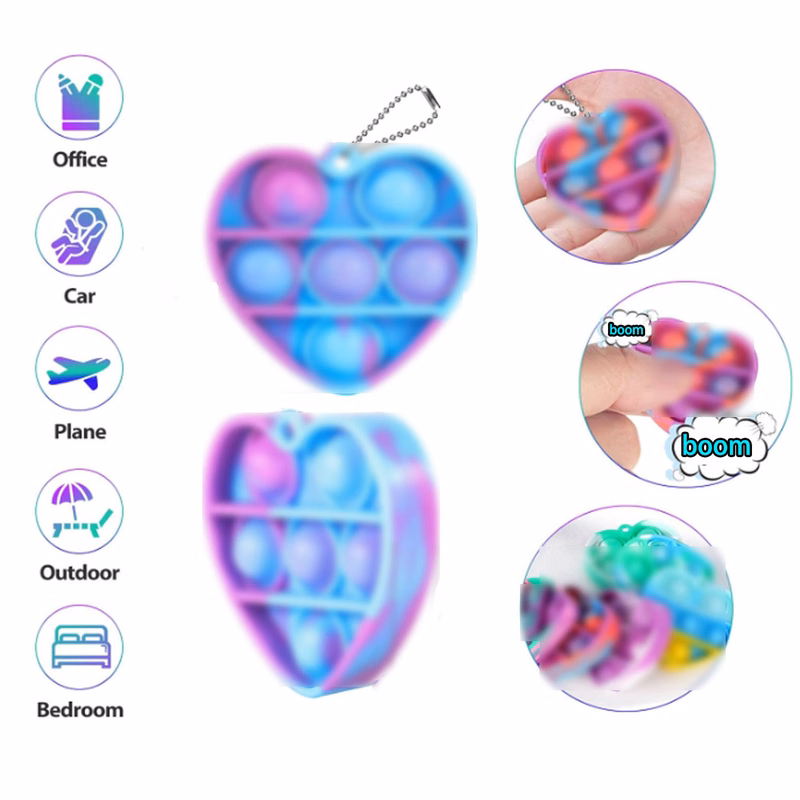 Mini silicone pop fidget keychain