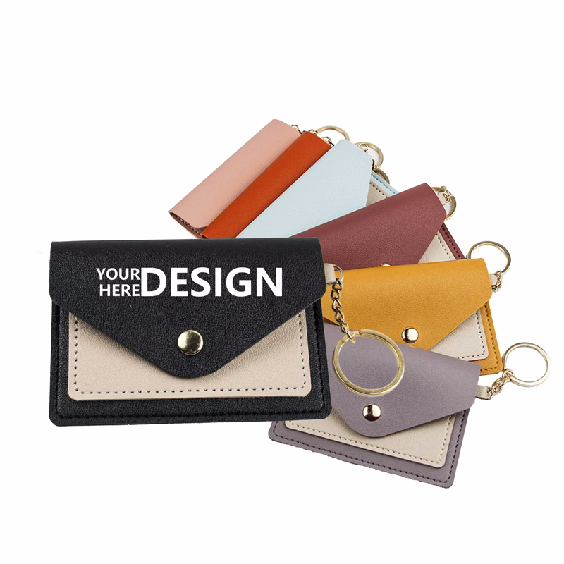 Sleek PU Leather Card Pouch with Key Attachment